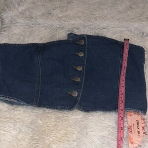 SHEIN Blue Denim Jeans Crop Top